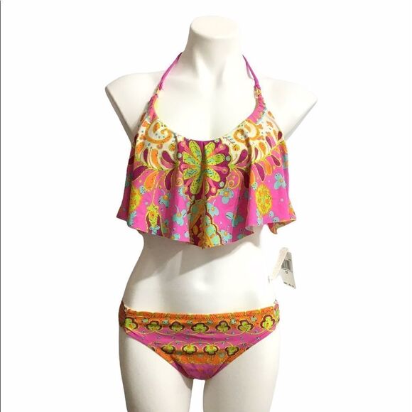 Trina Turk 2 Piece Bikini Swim Suit Size 12 - Picture 1 of 13